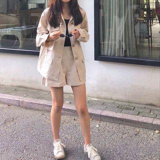 Pocket-detail Buttoned Jacket / Short Pants