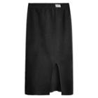 High-waist Slit Knit Skirt Black - One Size