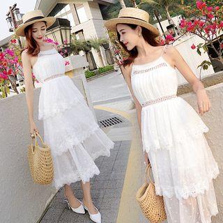 Strappy Tiered A-line Midi Dress