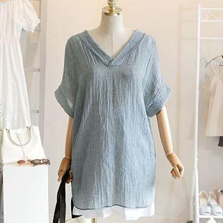 V-neck Sheer Blouse