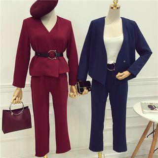 Set: Plain Blazer + Cropped Plain Pants