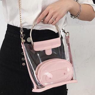 Transparent Chained Crossbody Bag With Pouch