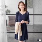Crochet-paneled High-waist Dress