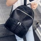 Embossed Faux Leather Backpack Black - One Size