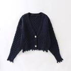 Quilted Cardigan With Ragged Herm