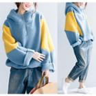 Color Block Oversize Hoodie Blue - One Size