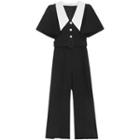 Short-sleeve Collared Jumpsuit / Playsuit