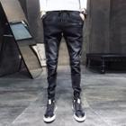 Drawstring Contrast Trim Skinny Jeans