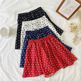 Drawstring Polka Dot Skort