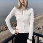 Long-sleeve Collard Button-up T-shirt