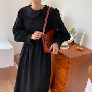 Long-sleeve Asymmetric Collared Dress