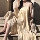 Strappy Midi Dress / Long-sleeve Sheer Top