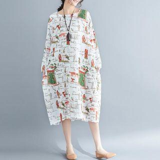 Loose-fit Printed Midi Dress