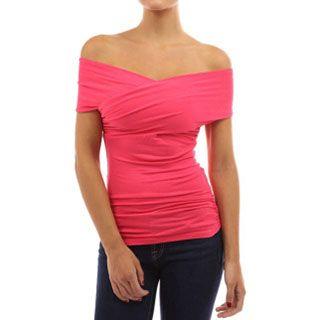 Off Shoulder V-neck T-shirt