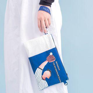 Lettering Crossbody Bag Blue & White - One Size