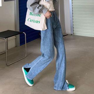 Wide-leg Slitted Jeans