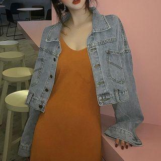 Spaghetti Strap Midi A-line Dress / Denim Jacket