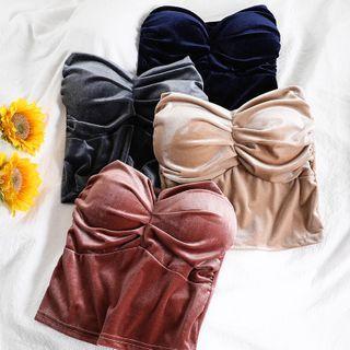 Ruched Strapless Velvet Top