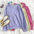 Long-sleeve Plain Cut-out Sweatshirt