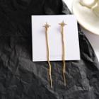 Rhinestone Star Fringed Earring 1 Pair - S925 Silver - Earring - Long - One Size