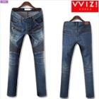 Zip-pocket Seam-trim Jeans