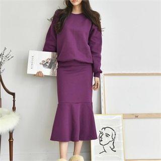 Set: Brushed-fleece Lined Sweatshirt + Long Mermaid Skirt
