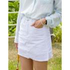 Inset Short Mini Linen Skirt