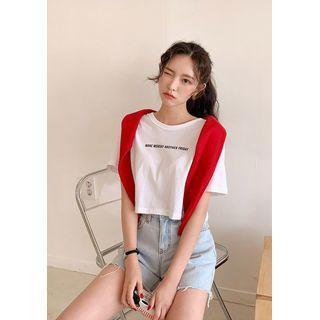 Letter Crop Cotton T-shirt