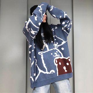 Jacquard Sweater Bear - Blue - One Size