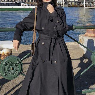 Double-breasted Asymmetric Sashed Long Coat