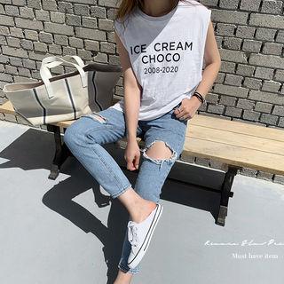 Letter Print Sleeveless Top