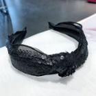 Sequined Lace Headband Black - One Size