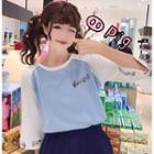 Musical Note Raglan Elbow-sleeve T-shirt