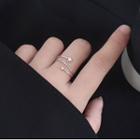 Star Rhinestone Sterling Silver Wrap Around Open Ring Silver - One Size