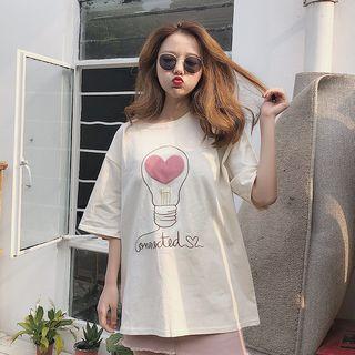 Short-sleeve Light Bulb Embroidered T-shirt