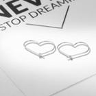 925 Sterling Silver Wire Heart Earring 1 Pair - Silver - One Size