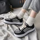 Platform Zebra Print Lace Up Sneakers