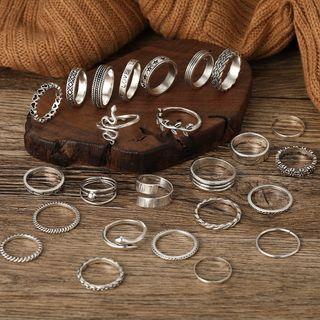 Set Of 25: Alloy Ring (various Designs) Set - 54739 - Silver - One Size