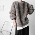 Long-sleeve Plain Furry Sweatshirt