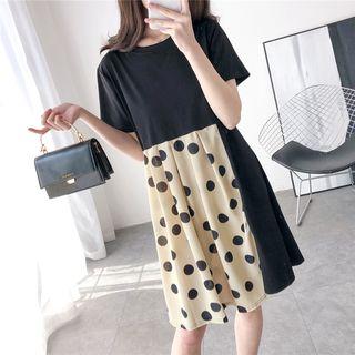 Patchwork Dotted T-shirt Dress