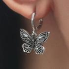 Butterfly Alloy Dangle Earring 01 - Black - One Size