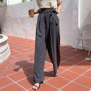 Tie-waist Pleated Front Pants