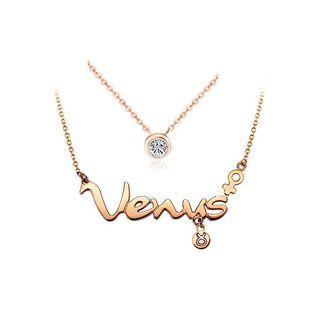 Twelve Horoscope Taurus Stainless Steel Necklace With White Austrian Element Crystal