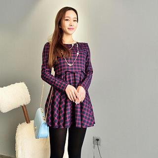 Long-sleeve Plaid Dress