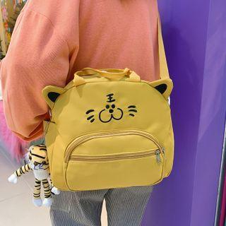Set: Tiger Embroidered Crossbody Bag + Bag Charm