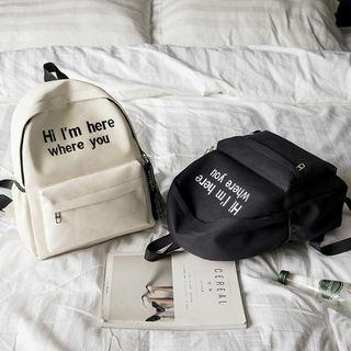 Canvas Letters Embroidered Backpack