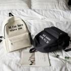 Canvas Letters Embroidered Backpack
