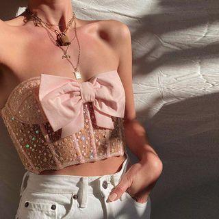 Sequin Corset Tube Top