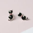 925 Sterling Silver Small Cat Earring One Size - One Size