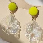 Shell Drop Earring 1 Pair - 291 - Neon Yellow Bead - Transparent - One Size